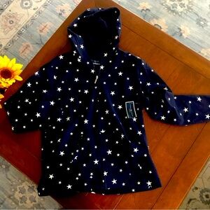 Karen Scott Navy Star Medium Print Hoodie NWT